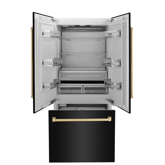 ZLINE 36" Autograph Edition Built-in Refrigerator in Black Stainless Steel with Gold Accents, RBIVZ-BS-36-G ZLINE Dreamwood Living