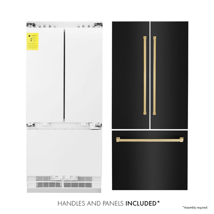 ZLINE 36" Autograph Edition Built-in Refrigerator in Black Stainless Steel with Gold Accents, RBIVZ-BS-36-G ZLINE Dreamwood Living