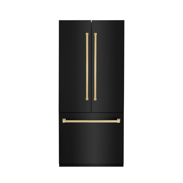 ZLINE 36" Autograph Edition Built-in Refrigerator in Black Stainless Steel with Gold Accents, RBIVZ-BS-36-G ZLINE Dreamwood Living