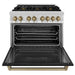 ZLINE 36" Autograph Edition Dual Fuel Range in Stainless Steel with Black Matte Door and Champagne Bronze Accents, RAZ-BLM-36-CB ZLINE Dreamwood Living
