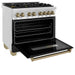 ZLINE 36" Autograph Edition Dual Fuel Range in Stainless Steel with Black Matte Door and Champagne Bronze Accents, RAZ-BLM-36-CB ZLINE Dreamwood Living