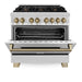 ZLINE 36" Autograph Edition Dual Fuel Range in Stainless Steel with Champagne Bronze Accent, RAZ-36-CB ZLINE