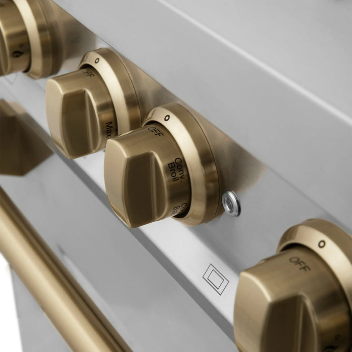 ZLINE 36" Autograph Edition Dual Fuel Range in Stainless Steel with Champagne Bronze Accent, RAZ-36-CB ZLINE