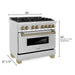 ZLINE 36" Autograph Edition Dual Fuel Range in Stainless Steel with Champagne Bronze Accent, RAZ-36-CB ZLINE
