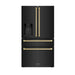 ZLINE 36" Autograph Edition Refrigerator in Black Fingerprint Resistant Stainless Steel with Champagne Bronze Accents, RFMZ-W-36-BS-CB ZLINE