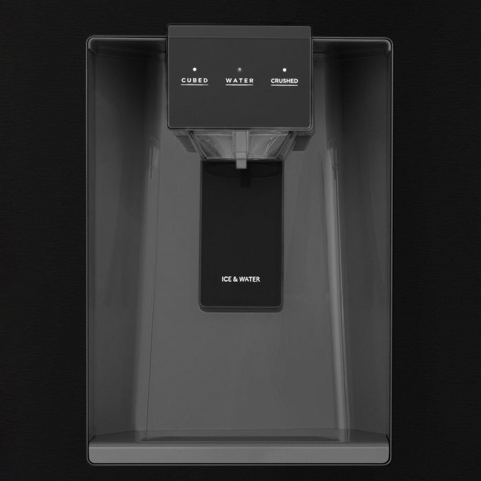 ZLINE 36" Autograph Edition Refrigerator in Black Fingerprint Resistant Stainless Steel with Champagne Bronze Accents, RFMZ-W-36-BS-CB ZLINE