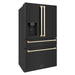 ZLINE 36" Autograph Edition Refrigerator in Black Fingerprint Resistant Stainless Steel with Gold Accents, RFMZ-W-36-BS-G ZLINE