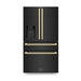 ZLINE 36" Autograph Edition Refrigerator in Black with Champagne Bronze Square Handles, RFMZ-W36-BS-FCB ZLINE Dreamwood Living