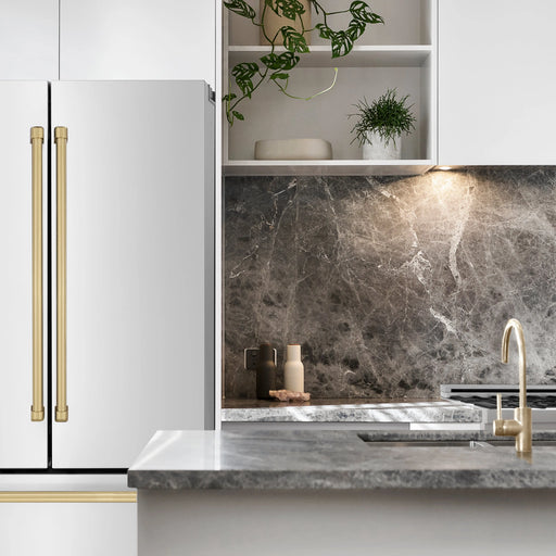 ZLINE 36" Autograph Edition Refrigerator in Fingerprint Resistant Stainless Steel and Champagne Bronze Accents, RFMZ-36-CB ZLINE