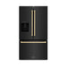 ZLINE 36" Autograph Edition Standard-Depth Refrigerator in Black Stainless Steel with Champagne Bronze Handles, RSMZ-W-36-BS-CB ZLINE Dreamwood Living