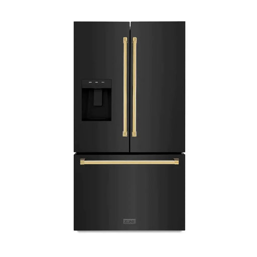 ZLINE 36" Autograph Edition Standard-Depth Refrigerator in Black Stainless Steel with Gold Handles, RSMZ-W-36-BS-G ZLINE Dreamwood Living