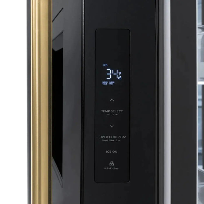 ZLINE 36" Autograph Edition Standard-Depth Refrigerator in Black Stainless Steel with Gold Handles, RSMZ-W-36-BS-G ZLINE Dreamwood Living