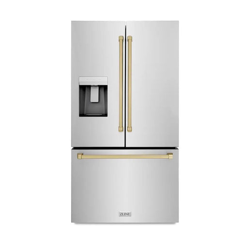 ZLINE 36" Autograph Edition Standard-Depth Refrigerator in Stainless Steel with Champagne Bronze Handles, RSMZ-W-36-CB ZLINE Dreamwood Living
