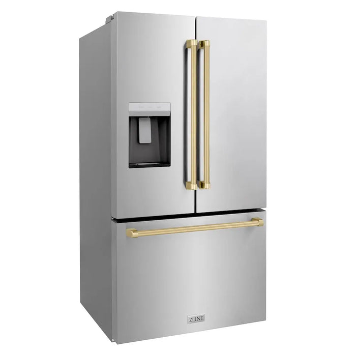 ZLINE 36" Autograph Edition Standard-Depth Refrigerator in Stainless Steel with Champagne Bronze Handles, RSMZ-W-36-CB ZLINE Dreamwood Living