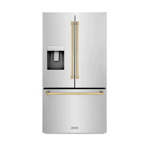 ZLINE 36" Autograph Edition Standard-Depth Refrigerator in Stainless Steel with Gold Handles, RSMZ-W-36-G ZLINE Dreamwood Living