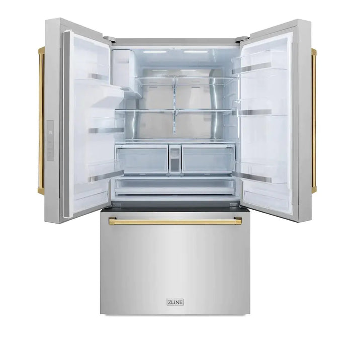 ZLINE 36" Autograph Edition Standard-Depth Refrigerator in Stainless Steel with Gold Handles, RSMZ-W-36-G ZLINE Dreamwood Living