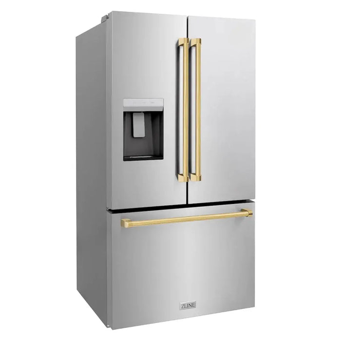 ZLINE 36" Autograph Edition Standard-Depth Refrigerator in Stainless Steel with Gold Handles, RSMZ-W-36-G ZLINE Dreamwood Living
