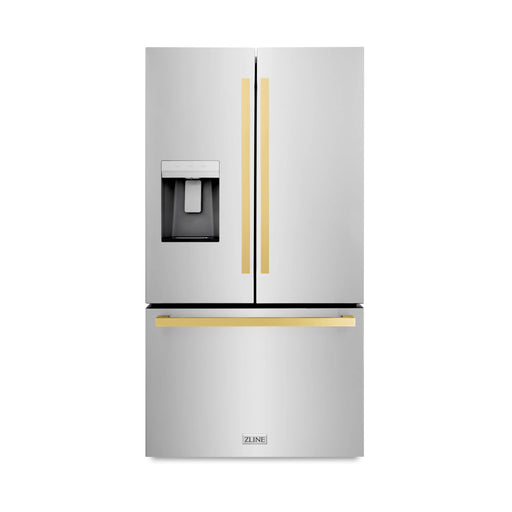 ZLINE 36" Autograph Edition Standard-Depth Refrigerator in Stainless Steel with Gold Square Handles, RSMZ-W-36-FG ZLINE Dreamwood Living
