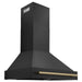 ZLINE 36" Autograph Edition Wall Mount Range Hood in Black Stainless Steel with Champagne Bronze Handle, BS655Z-36-CB ZLINE