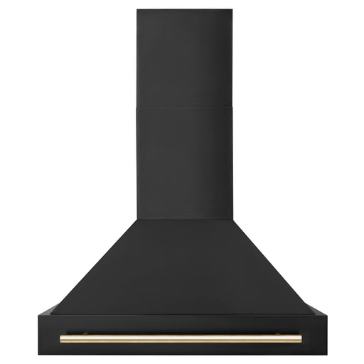 ZLINE 36" Autograph Edition Wall Mount Range Hood in Black Stainless Steel with Gold Handle, BS655Z-36-G ZLINE