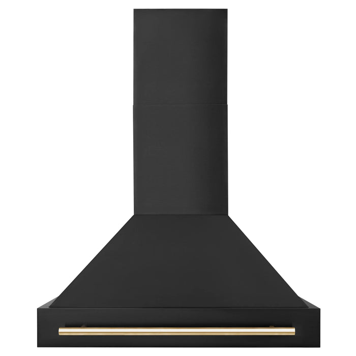ZLINE 36" Autograph Edition Wall Mount Range Hood in Black Stainless Steel with Gold Handle, BS655Z-36-G ZLINE