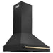 ZLINE 36" Autograph Edition Wall Mount Range Hood in Black Stainless Steel with Gold Handle, BS655Z-36-G ZLINE