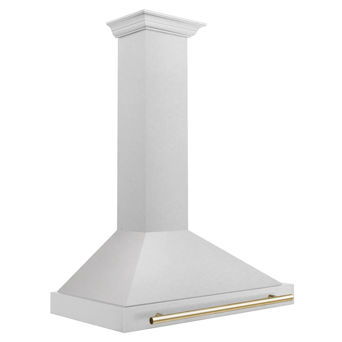 ZLINE 36" Autograph Edition Wall Mount Range Hood in DuraSnow® Stainless Steel with Gold Handle, KB4SNZ-36-G ZLINE Dreamwood Living