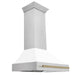 ZLINE 36" Autograph Edition Wall Mount Range Hood in  DuraSnow® Stainless Steel with White Matte Shell and Champagne Bronze Handle, 8654SNZ-WM36-CB ZLINE Dreamwood Living