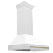ZLINE 36" Autograph Edition Wall Mount Range Hood in  DuraSnow® Stainless Steel with White Matte Shell and Champagne Bronze Handle, 8654SNZ-WM36-CB ZLINE Dreamwood Living