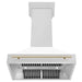 ZLINE 36" Autograph Edition Wall Mount Range Hood in DuraSnow® Stainless Steel with White Matte Shell and Gold Handle, 8654SNZ-WM36-G ZLINE Dreamwood Living