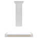 ZLINE 36" Autograph Edition Wall Mount Range Hood in DuraSnow® Stainless Steel with White Matte Shell and Gold Handle, KB4SNZ-WM36-G ZLINE Dreamwood Living