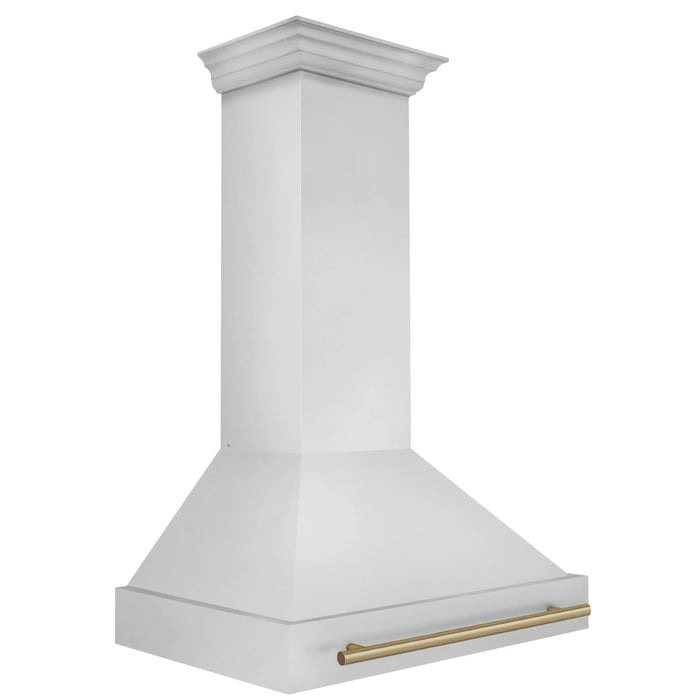 ZLINE 36" Autograph Edition Wall Mount Range Hood in Stainless Steel with Champagne Bronze Handle, 8654STZ-36-CB ZLINE