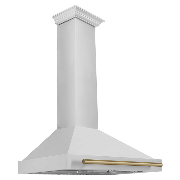 ZLINE 36" Autograph Edition Wall Mount Range Hood in Stainless Steel with Champagne Bronze Handle, KB4STZ-36-CB ZLINE