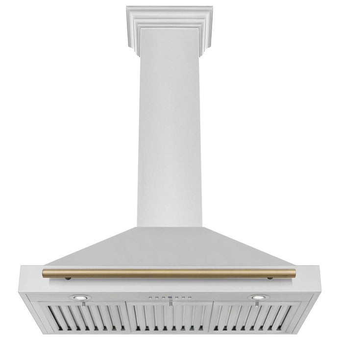 ZLINE 36" Autograph Edition Wall Mount Range Hood in Stainless Steel with Champagne Bronze Handle, KB4STZ-36-CB ZLINE