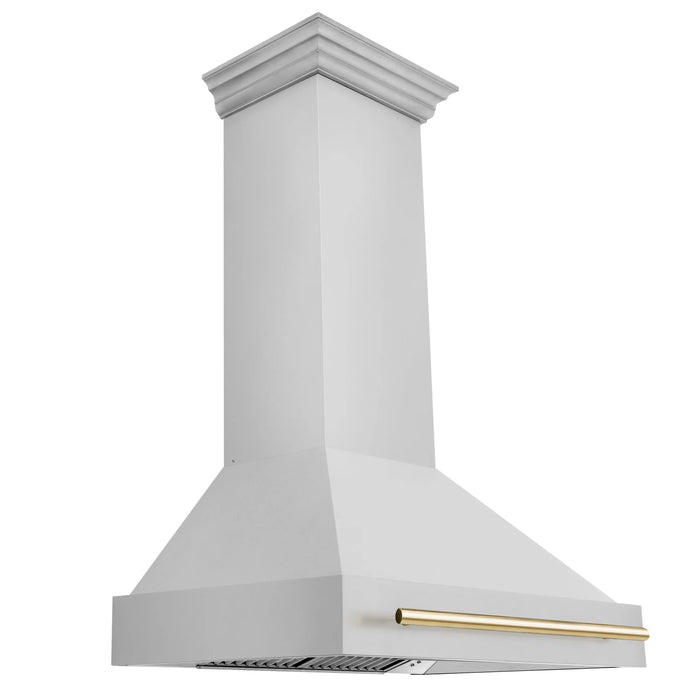 ZLINE 36" Autograph Edition Wall Mount Range Hood in Stainless Steel with Gold Handle, 8654STZ-36-G ZLINE
