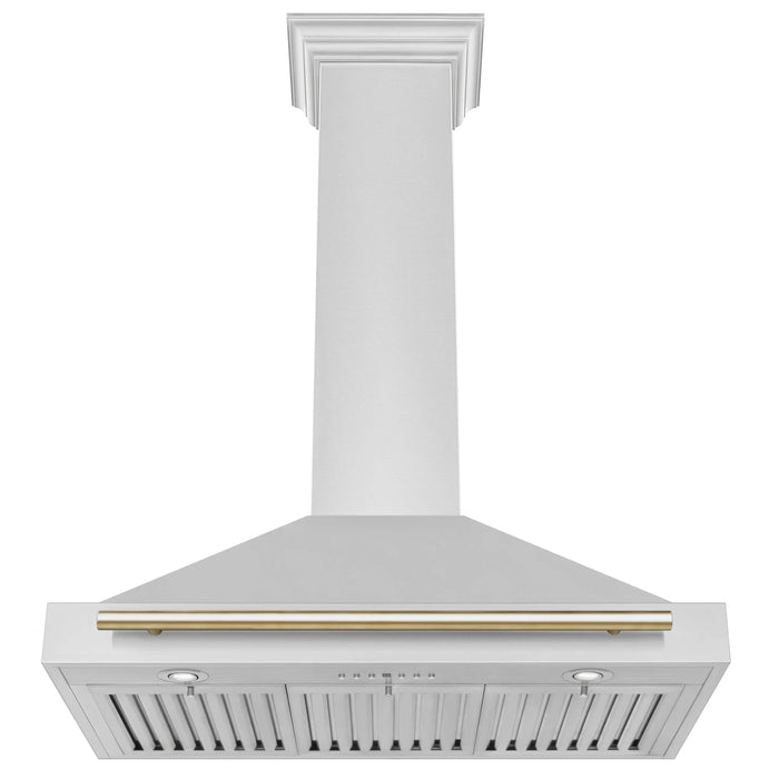 ZLINE 36" Autograph Edition Wall Mount Range Hood in Stainless Steel with Gold Handle, KB4STZ-36-G ZLINE