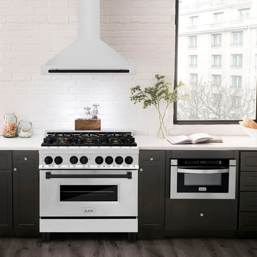 ZLINE 36" Autograph Edition Wall Mount Range Hood in Stainless Steel with Matte Black Handle, KB4STZ-36-MB ZLINE Dreamwood Living