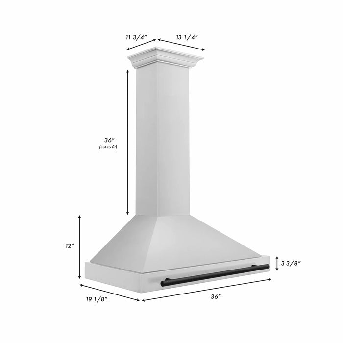 ZLINE 36" Autograph Edition Wall Mount Range Hood in Stainless Steel with Matte Black Handle, KB4STZ-36-MB ZLINE Dreamwood Living