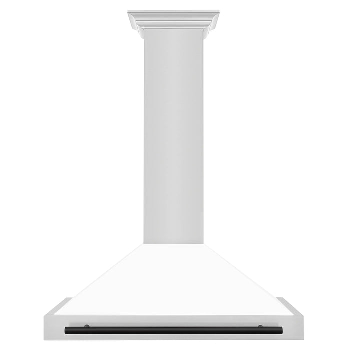 ZLINE 36" Autograph Edition Wall Mount Range Hood in Stainless Steel with White Matte Shell and Black Handle, KB4STZ-WM36-MB ZLINE Dreamwood Living
