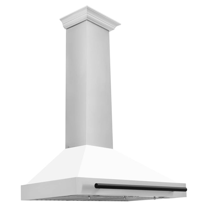 ZLINE 36" Autograph Edition Wall Mount Range Hood in Stainless Steel with White Matte Shell and Black Handle, KB4STZ-WM36-MB ZLINE Dreamwood Living