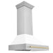 ZLINE 36" Autograph Edition Wall Mount Range Hood with White Matte Shell and Gold Handle, 8654STZ-WM36-G ZLINE Dreamwood Living