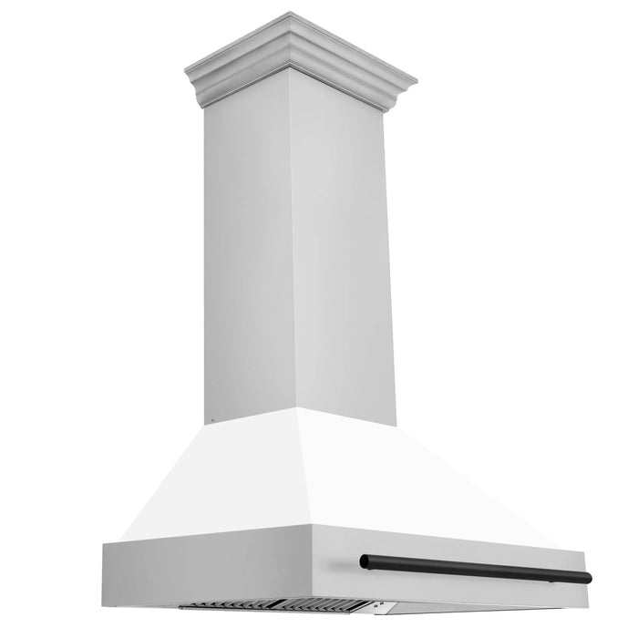 ZLINE 36" Autograph Edition Wall Mount Range Hood with White Matte Shell and Matte Black Handle, 8654STZ-WM36-MB ZLINE Dreamwood Living