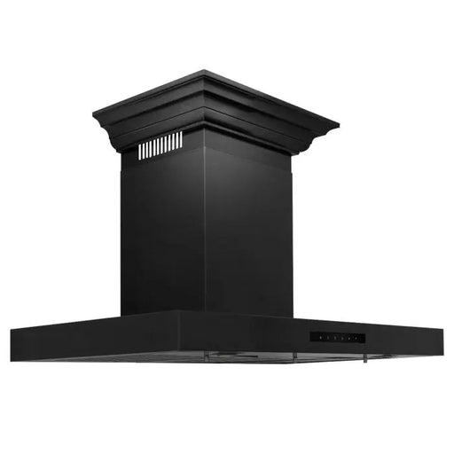 ZLINE 36" Convertible Vent Wall Mount Range Hood in Black Stainless Steel with Crown Molding, BSKENCRN-36 ZLINE