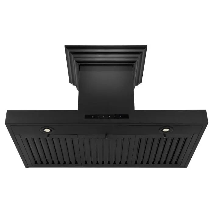 ZLINE 36" Convertible Vent Wall Mount Range Hood in Black Stainless Steel with Crown Molding, BSKENCRN-36 ZLINE
