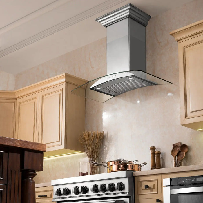 ZLINE 36" Convertible Vent Wall Mount Range Hood in Stainless Steel & Glass, KN-36 ZLINE
