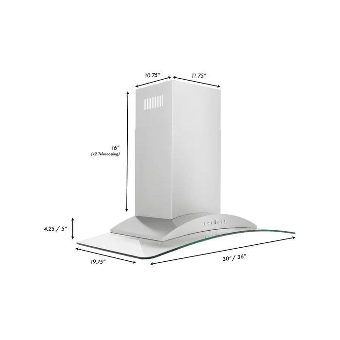 ZLINE 36" Convertible Vent Wall Mount Range Hood in Stainless Steel & Glass, KN-36 ZLINE