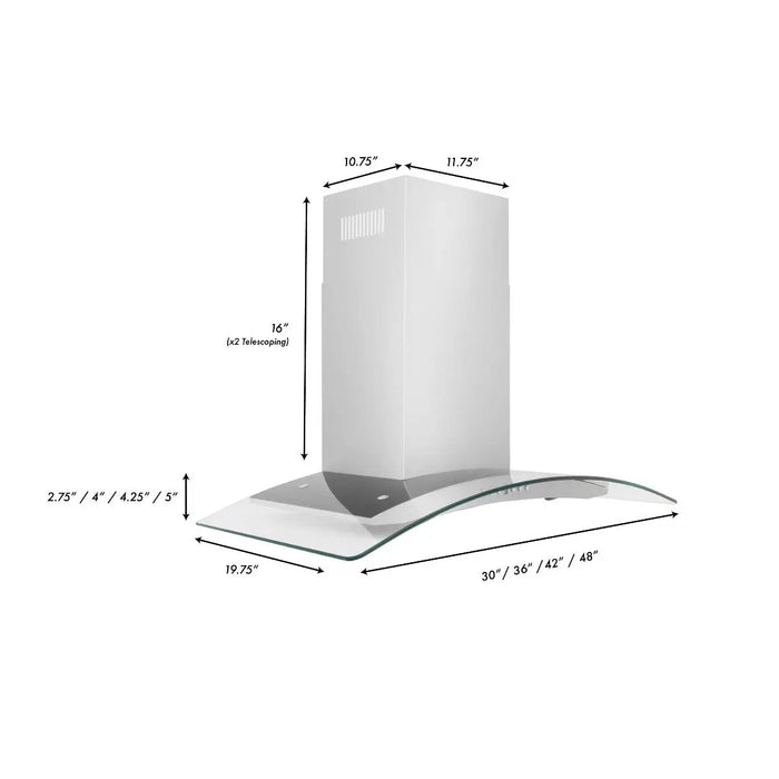 ZLINE 36" Convertible Vent Wall Mount Range Hood in Stainless Steel & Glass, KN4-36 ZLINE