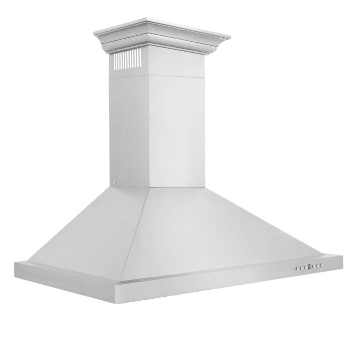 ZLINE 36" Convertible Vent Wall Mount Range Hood in Stainless Steel with Crown Molding, KBCRN-36 ZLINE