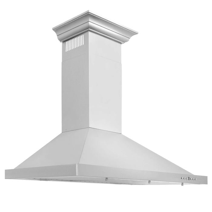 ZLINE 36" Convertible Vent Wall Mount Range Hood in Stainless Steel with Crown Molding, KBCRN-36 ZLINE