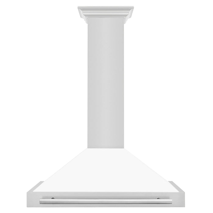 ZLINE 36" Convertible Wall Mount Range Hood in Stainless Steel with White Matte Shell and Stainless Steel Handle, KB4STX-WM-36 ZLINE Dreamwood Living